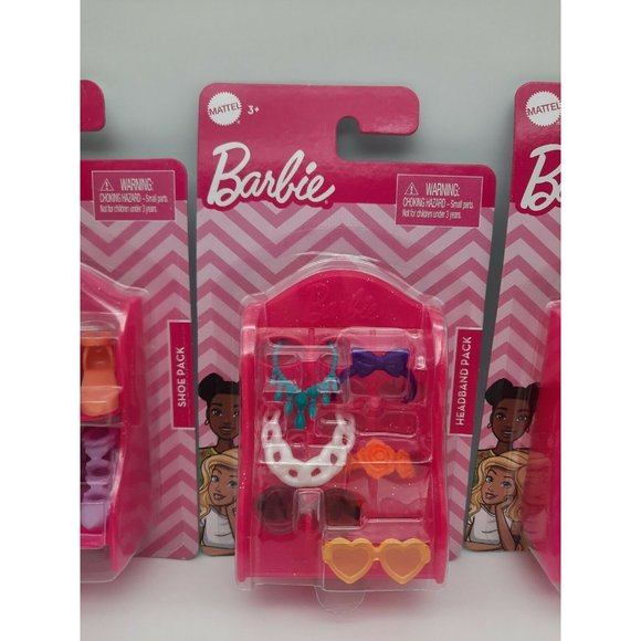 NEW Mattel Barbie Accessories Lot Of 3 Shoes Headband & Handbag Pack with Shelf - Picture 3 of 5